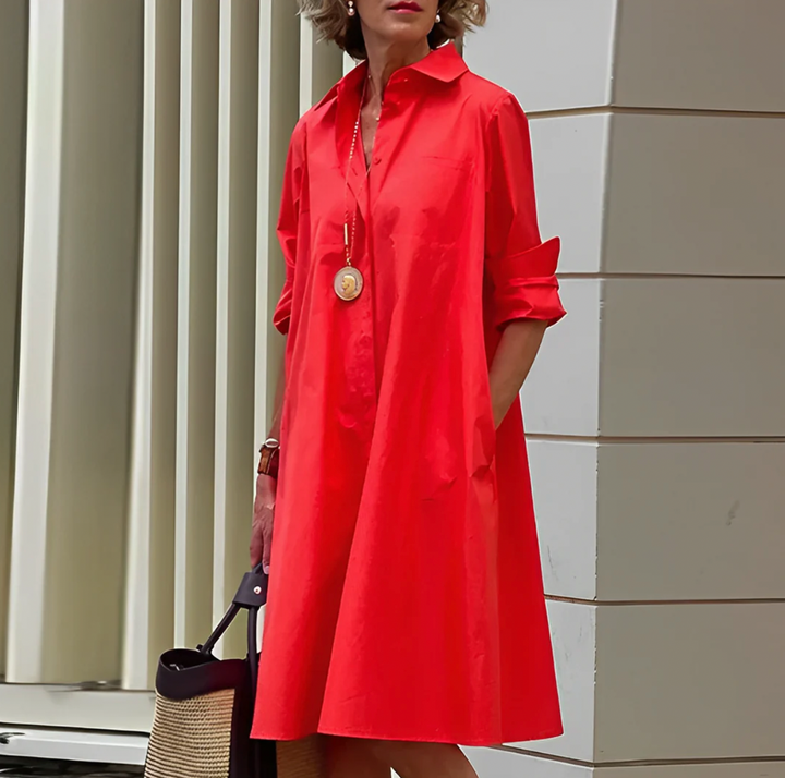 Dame Klassisk Skjortekjole | Elegante Afslappet Pasform