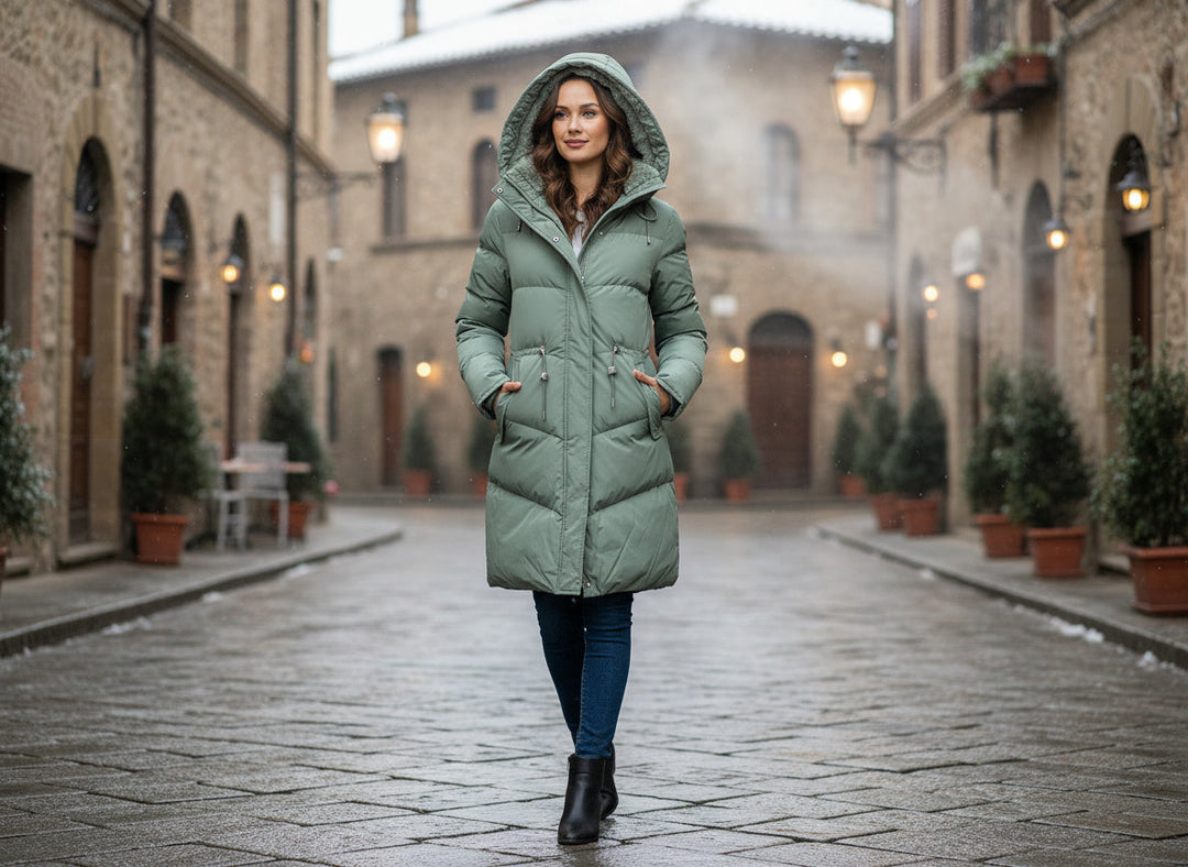 Geacă izolată pentru femei | Palton de iarnă cu finisaje elegante