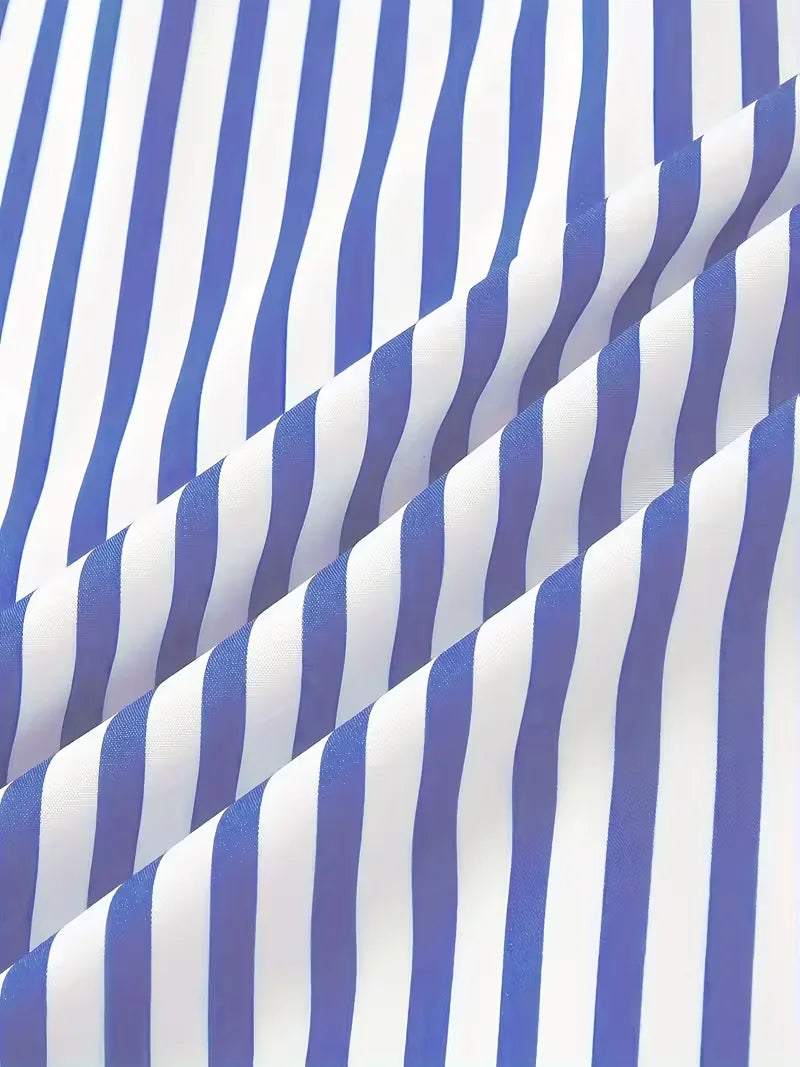 Men's Slim Fit Vertical Stripe Shirt | Stylish Casual Button-Down