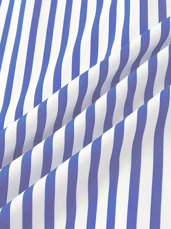 Men's Slim Fit Vertical Stripe Shirt | Stylish Casual Button-Down