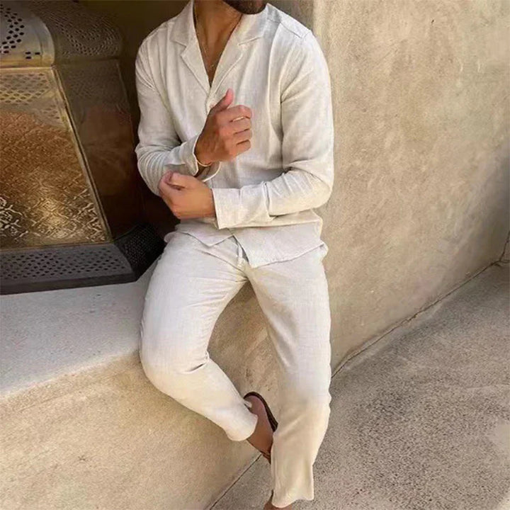 Set bărbați stil vintage în 2 piese | Îmbrăcăminte relaxantă de vară lejeră