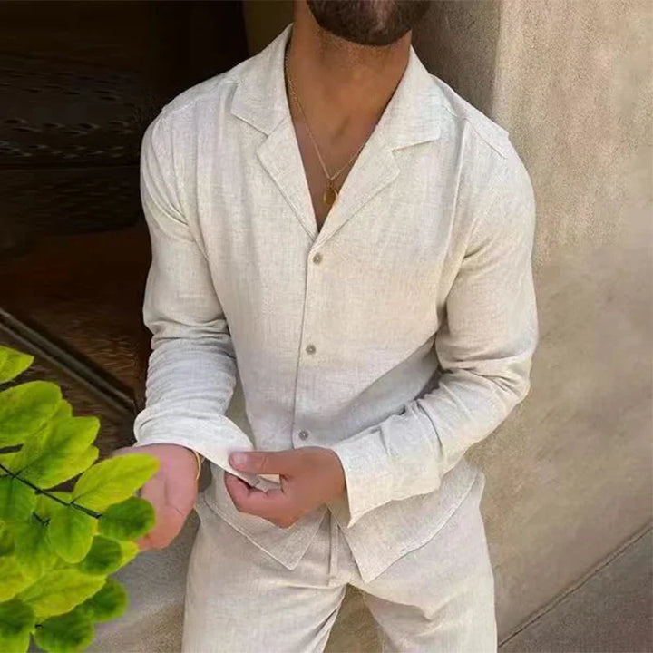 Set bărbați stil vintage în 2 piese | Îmbrăcăminte relaxantă de vară lejeră