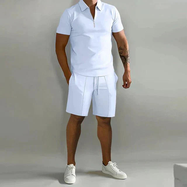 Set Polo și Pantaloni Scurți pentru Bărbați | Ținută Casual și Elegantă de Vară