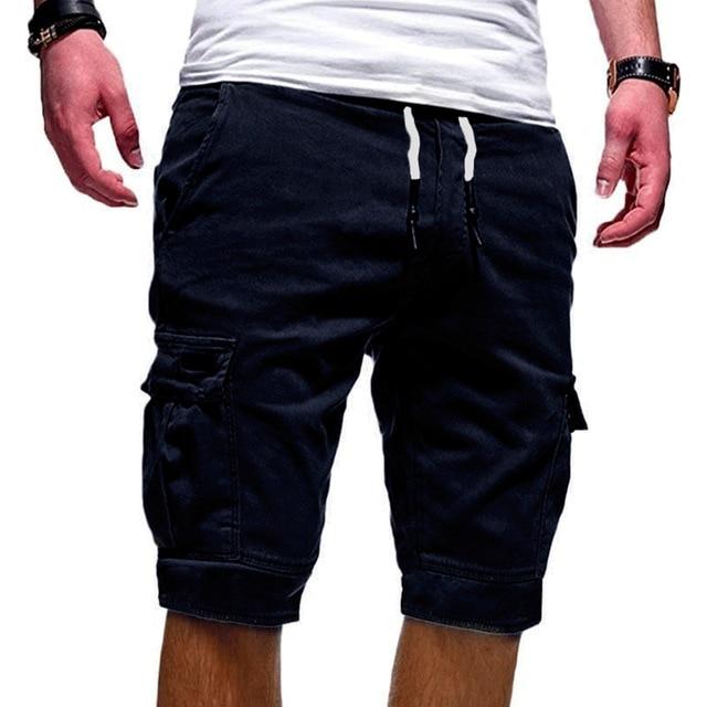 Pantaloni scurți cargo pentru bărbați | Pantaloni scurți de vară cu șnur și multiple buzunare